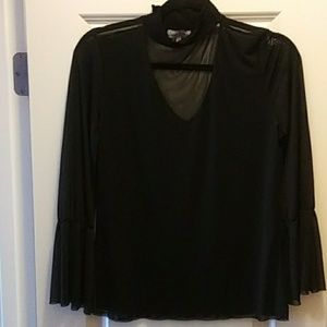 Black sheer choker collar top